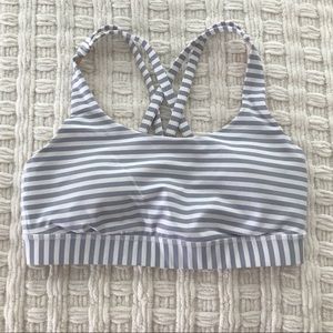 Lululemon white & grey striped energy bra
